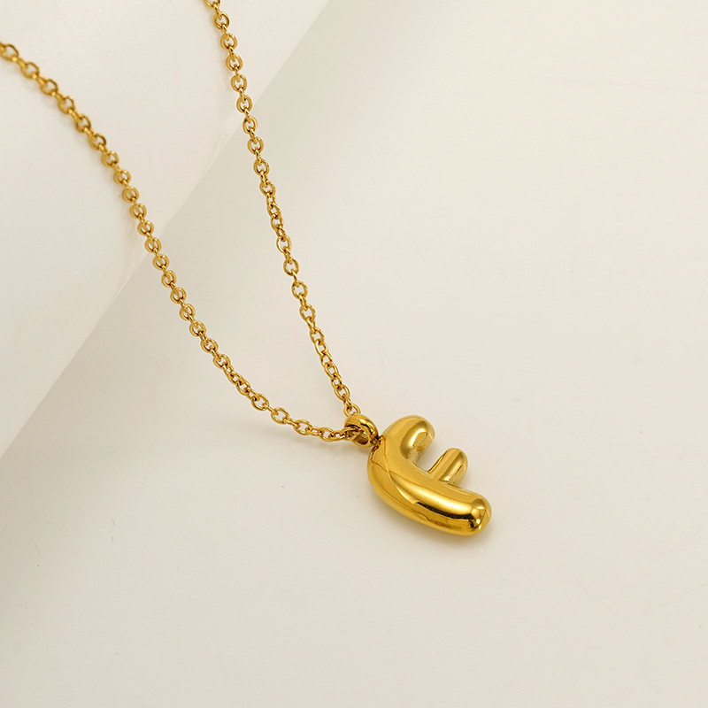 Gold color / 1 Piece Simple Series Daily Letter F Titanium Steel  Gold Color Unisex Pendant Necklaces Picture6